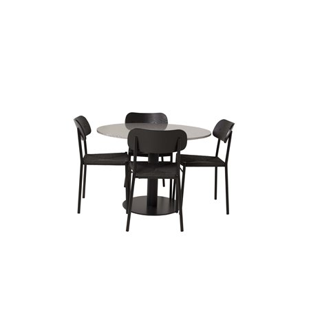 Razzia Dining Table ø106cm - Grey / Black, Polly Dining Chair - Black / Black_4