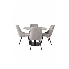 Razzia Dining Table ø106cm - Grey / Black, Velvet Deluxe Dining Chair - Light Grey / Black_4