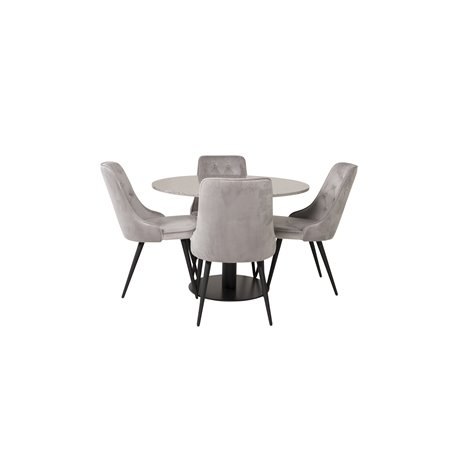 Razzia Dining Table ø106cm - Grey / Black, Velvet Deluxe Dining Chair - Light Grey / Black_4