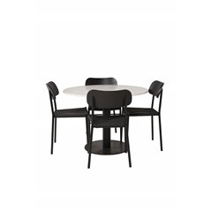 Razzia Dining Table ø106cm - White / Black, Polly Dining Chair - Black / Black_4