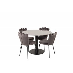 Razzia Dining Table ø106cm - Grey / Black, Limhamn Light - Chair - Grey Velvet_4