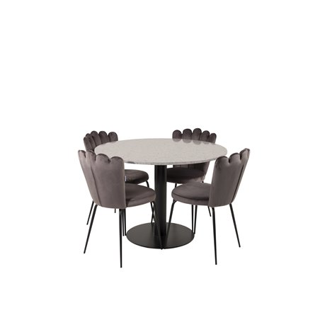 Razzia Dining Table ø106cm - Grey / Black, Limhamn Light - Chair - Grey Velvet_4