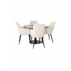 Razzia Dining Table ø106cm - Grey / Black, Comfort Dining Chair - Beige / Black_4