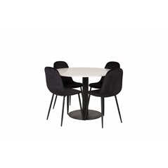 Razzia Dining Table ø106cm - White / Black, Polar Dining Chair - Black legs / Black Velvet (ersätter 19902-888)_4