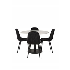 Razzia Dining Table ø106cm - White / Black, Polar Dining Chair - Black legs / Black Velvet (ersätter 19902-888)_4