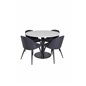 Razzia Dining Table ø106cm - Grey / Black, Velvet Dining Chiar  - Black legs- Black Fabric_4