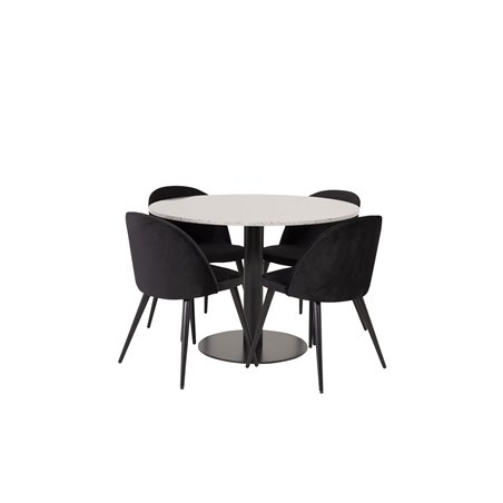 Razzia Dining Table ø106cm - Grey / Black, Velvet Dining Chair - Black / Black_4