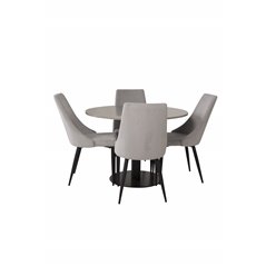 Razzia Dining Table ø106cm - Grey / Black, Leone Dining Chair - Grey / Black_4