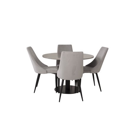 Razzia Dining Table ø106cm - Grey / Black, Leone Dining Chair - Grey / Black_4