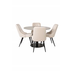 Razzia Dining Table ø106cm - Grey / Black, Velvet Deluxe Dining Chair - Beige / Black_4