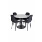 Razzia Dining Table ø106cm - Grey / Black, Polar Diamond Dining Chair - Black Legs - Black Velvet_4