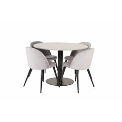 Razzia Dining Table ø106cm - Grey / Black, Velvet Dining Chair - Light Grey / Black_4