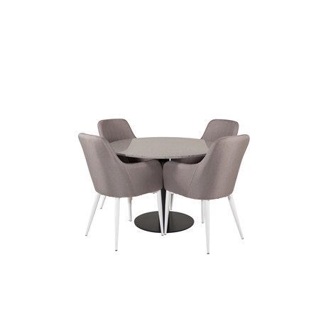 Razzia Dining Table ø106cm - Grey / Black, Comfort Dining Chair - Grey / White_4