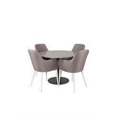 Razzia Dining Table ø106cm - Grey / Black, Comfort Dining Chair - Grey / White_4