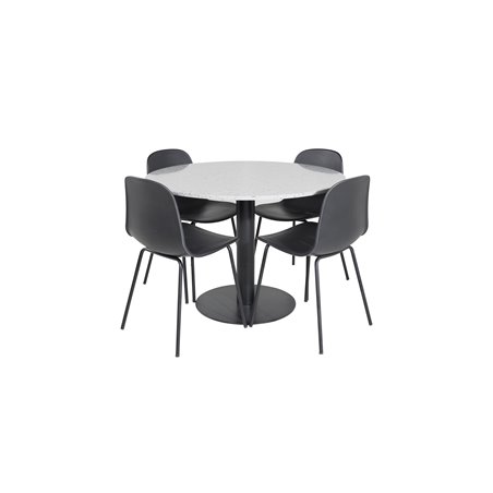 Razzia Spisebord ø106cm - Grå / Sort, Arctic Dining Chair - Sorte Ben - Sort Pla stic_4