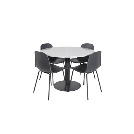 Razzia Dining Table ø106cm - Grey / Black, Arctic Dining Chair - Black Legs - Black Plastic_4