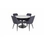 Razzia Dining Table ø106cm - Grey / Black, Plaza Dining Chair - Black Legs - Black Fabric_4