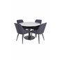 Razzia Dining Table ø106cm - Grey / Black, Plaza Dining Chair - Black Legs - Black Fabric_4