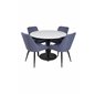 Razzia Dining Table ø106cm - White / Black, Plaza Dining Chair - Black Legs - Blue Fabric_4