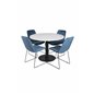 Razzia Dining Table ø106cm - White / Black, Muce  Dining Chair - Black Legs - Blue  Velvet_4