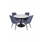 Razzia Dining Table ø106cm - White / Black, Velvet Deluxe Dining Chair - Black Legs - Blue Fabric_4