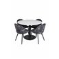 Razzia Dining Table ø106cm - White / Black, Velvet Dining Chair -  Black Flower fabric_4