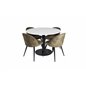 Razzia Dining Table ø106cm - White / Black, Velvet Dining Chiar - Black legs -  Dusty Green Velvet_4