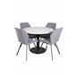 Razzia Dining Table ø106cm - White / Black, Gemma  Dining Chair - Black Legs - Grey Fabric_4