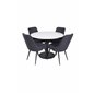 Razzia Dining Table ø106cm - White / Black, Velvet Deluxe Dining Chair - Black Legs - Black Fabric_4