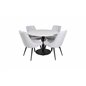 Razzia Dining Table ø106cm - White / Black, Velvet Deluxe Dining Chair - Black Legs - Light Grey Fabric_4