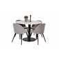 Razzia Dining Table ø106cm - White / Black, Velvet Dining Chair - Light Grey / Black_4