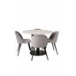 Razzia Dining Table ø106cm - White / Black, Velvet Dining Chair - Light Grey / Black_4