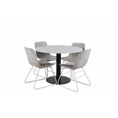 Razzia Dining Table ø106cm - White / Black, Cirebon Dining Chair - White Wash_4