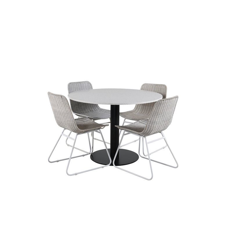 Razzia Dining Table ø106cm - White / Black, Cirebon Dining Chair - White Wash_4