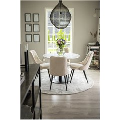 Razzia Dining Table ø106cm - White / Black, Velvet Deluxe Dining Chair - Beige / Black_4