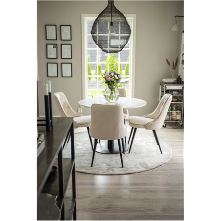 Razzia Dining Table ø106cm - White / Black, Velvet Deluxe Dining Chair - Beige / Black_4