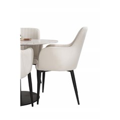 Razzia Dining Table ø106cm - White / Black, Comfort Dining Chair - Beige / Black_4