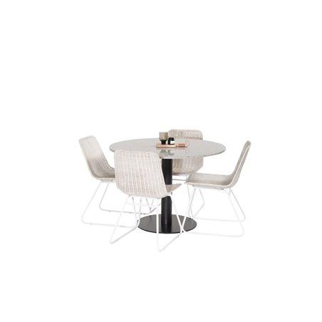 Razzia Dining Table ø106cm - Grey / Black, Cirebon Dining Chair - White Wash_4