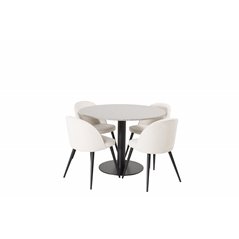 Razzia Dining Table ø106cm - Grey / Black, Velvet Dining Chair Corduroy - Beige / Black_4