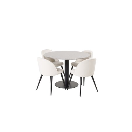 Razzia Dining Table ø106cm - Grey / Black, Velvet Dining Chair Corduroy - Beige / Black_4