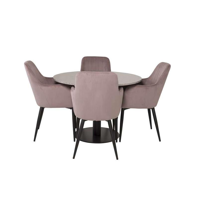 Razzia Dining Table ø106cm - Grey / Black, Comfort Dining Chair - Pink / Black_4