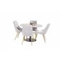 Razzia Dining Table ø106cm - Grey / Black, Velvet Deluxe Dining Chair - Light Grey / Brass_4