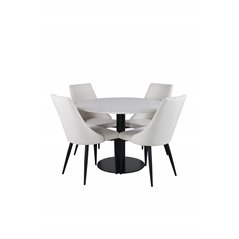 Razzia Dining Table ø106cm - White / Black, Leone Dining Chair - Beige / Black_4