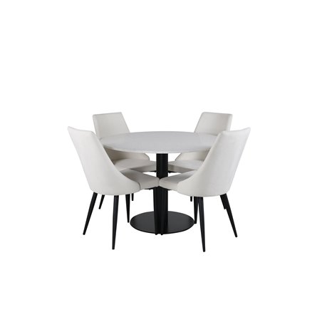 Razzia Dining Table ø106cm - White / Black, Leone Dining Chair - Beige / Black_4