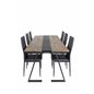 Jakarta Dining Table , 200*90*H75 - Dark Teak / Black, Slim High Back Dining Chair - Black Legs - Black PU_6