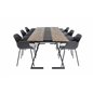 Jakarta Spisebord, 200 * 90 * H75 - Mørk Teak / Sort, Komfort Pla stic Spisebordsstol - Sorte Ben - Sort Pla stic_6