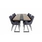 Jakarta Dining Table , 200*90*H75 - Dark Teak / Black, Plaza Dining Chair - Black Legs - Black Fabric_6