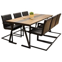 Jakarta Table mix wood, Art Dining chair w, armrest, Black / Black_6