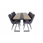 Jakarta Dining Table , 200*90*H75 - Dark Teak / Black, Velvet Deluxe Dining Chair - Black Legs - Black Fabric_6