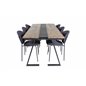 Jakarta Dining Table , 200*90*H75 - Dark Teak / Black, Vault Dining Chair - Black Legs - Black Fabric_6